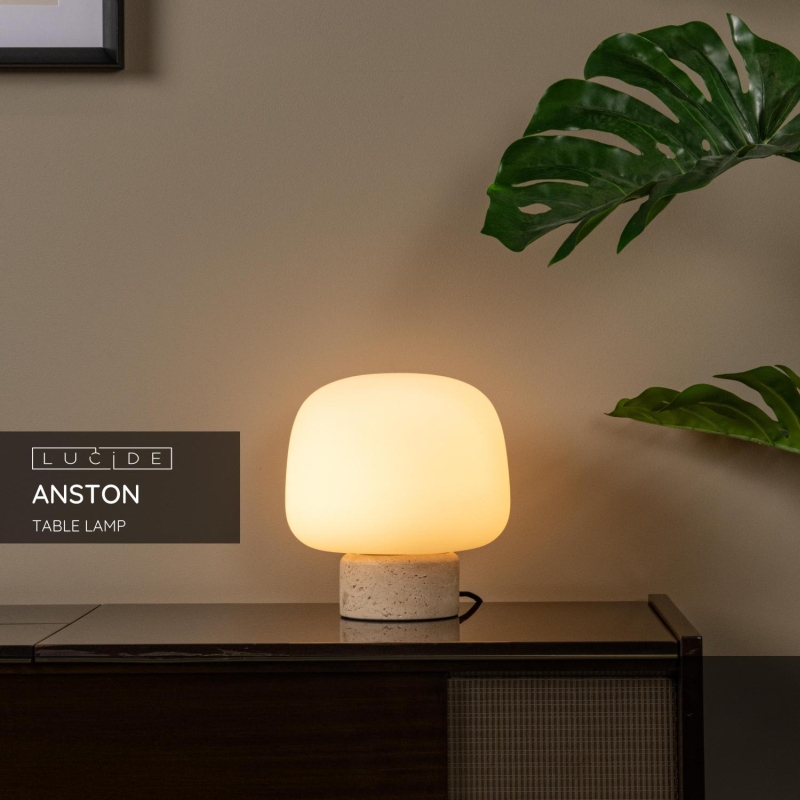 Lucide ANSTON - Stolná lampa - 1xE14 - Opál